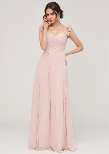 Princess Sweetheart Sleeveless Long Chiffon Bridesmaid Dress